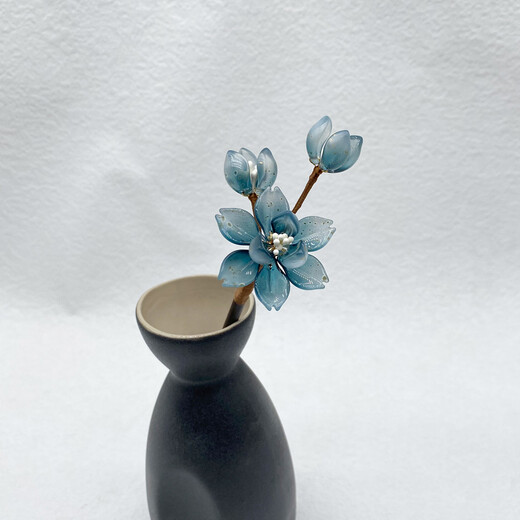 Wanbaozi ink color antique style hairpin Hanfu hair accessories cheongsam hairpin retro headwear step shake classical hairpin glass braided flower ink color wooden hairpin