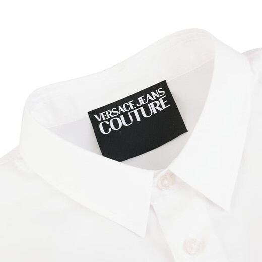 VERSACE JEANS COUTURE奢侈品男装新款男士棉奢华刺绣金标修身长袖衬衫12119 礼物 白色 48
