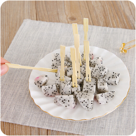 Kahuile disposable fruit fork made of wooden bamboo bamboo skewer fruit skewer for home use creative children's cake fruit skewers 80 pieces per pack