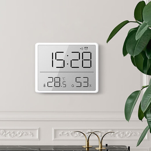 Ink screen clock large screen ink screen clock household electronic wall hanging large screen intelligent temperature and humidity student bedside black 9905