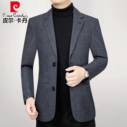 Pierre Cardin Autumn Suit Men's Middle-aged Spring and Autumn Casual Suit Jacket Business Single Top Men's Slim Dad Wear 6261 Gray L (175)