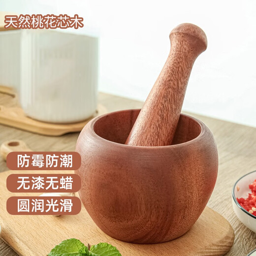 Wooden manual garlic masher, crushed garlic press, garlic mashing jar, medicine jar, grinding bowl, garlic mortar, mahogany wooden garlic mashing jar, small