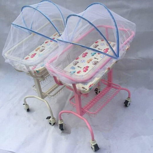 Hospital confinement center baby stroller, hospital crib, anti-spill milk trolley, newborn stroller mosquito net, pink 502 stroller with mosquito net