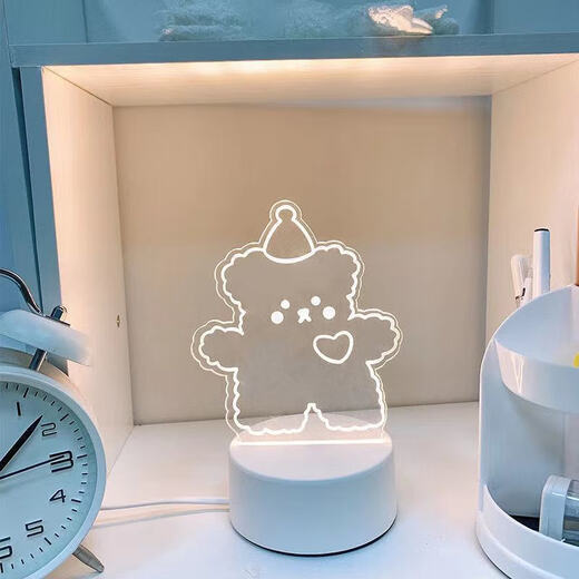 I think I dream creative 3D night light student gift gift bedroom table lamp USB cartoon balloon bear plug type cold light warm light neutral light