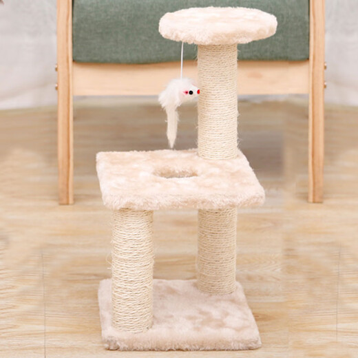 Sisal three-column three-layer square disc grinding claw medium-sized cat climbing frame cat scratching board disc grinding claw medium-sized cat climbing frame cat tree scratching three-column three-layer cat climbing frame-Mibai