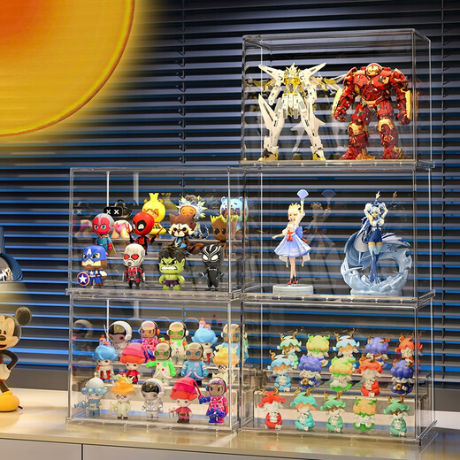 KAMAN Blind Box Storage Display Rack Transparent Dustproof Lego Brick Box Rack Bubble Mart Figure Display Box Large Ladder Model Transparent 1