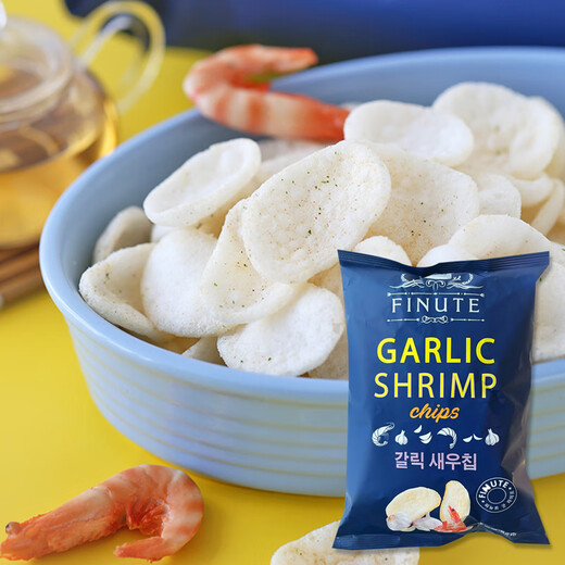FINUTE Qulaifu shrimp chips 82g garlic large bag Korean imported potato chips shrimp strips puffed food internet celebrity casual snacks