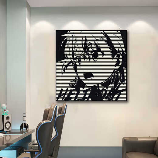 山头林村aoizy挂画潮流黑白客厅沙发背景墙装饰画电竞房间动漫卧室床头画 JD13962 60*60