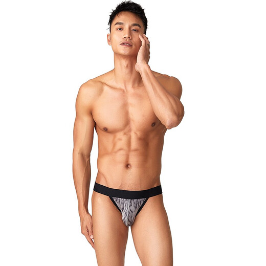 (Pack of 2) TAUWELL Briefs Men's Ice Silk Briefs High Elastic Pouch U-convex Thin Summer Cool Low-Waist Tights Youth Gray Tiger Pattern (Pack of 2) M (Pack of 2) TAUWELL Briefs Men's Ice Silk Briefs High Elastic Pouch U-convex Thin Summer Cool Low-Waist Tights Youth Gray Tiger Pattern (Pack of 2) M