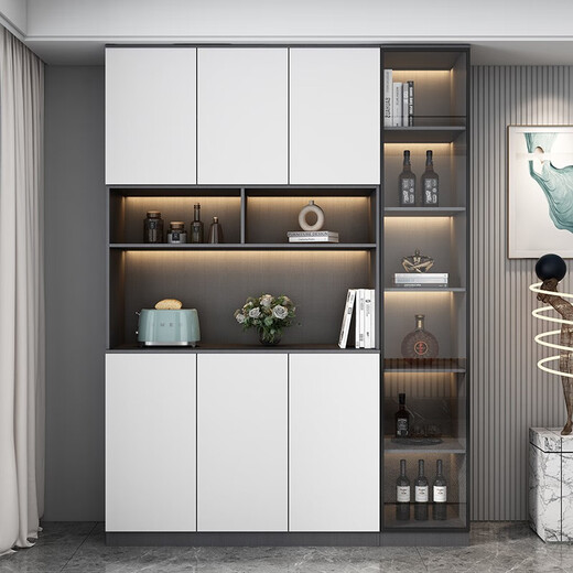 Muxituo Sideboard Light Luxury Modern Simple Living Room Storage Cabinet Cupboard Kitchen Storage Cabinet Wine Cabinet Home Tea Cabinet Style 7 200*40*220 Comes with Sensor Light