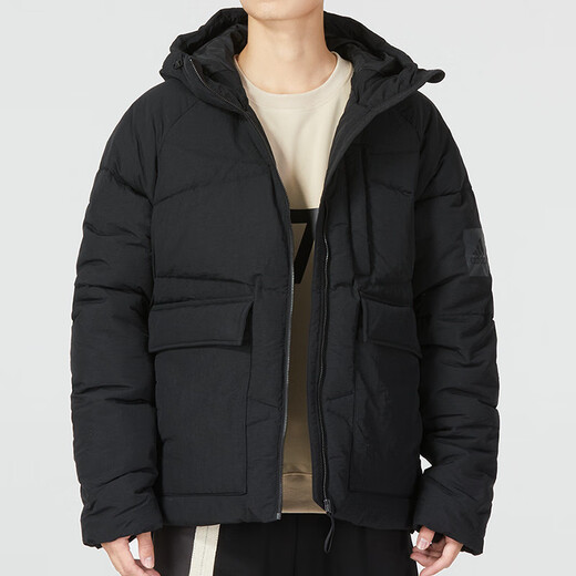 Adidas Herrenkleidung, neue winddichte und warme Sportbekleidung, modische Kapuze -Down -Jacke, Jacke, HN9930 L
