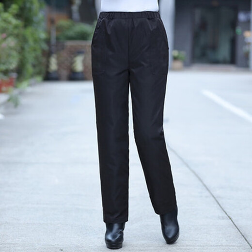 conwhd大码羽绒裤女外穿高腰宽松直筒冬季厚款90%白鸭绒可拆卸内胆妈妈 红花黑色 7XL (建议3尺3-3尺5)