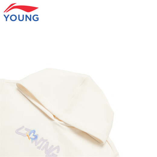 Li Ning children's clothing and children's sweatshirt girls' spring and autumn women's small flower pattern loose versatile top off white 88 160
