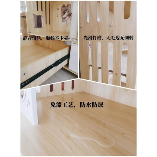 Cat cage with integrated toilet, suitable for large and small kittens, villa indoor household cat house with integrated toilet, solid wood cat, length 120, width 60, height 150cm, environmentally friendly and waterproof model, delivery to home, installation package