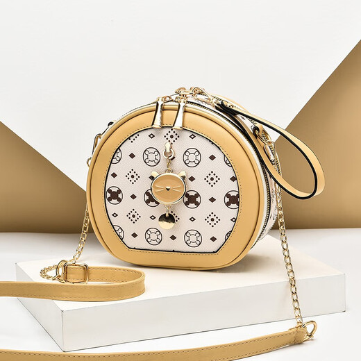 Blackkiss Bag Женская сумка для кросс кубика Сумка маленькая круглая сумка для торта маленькая сумка сумочка сумка для плеча женская повседневная сумка высокого класса подарка на день рождения подарки бежевой цепной сумки (высокая версия)
