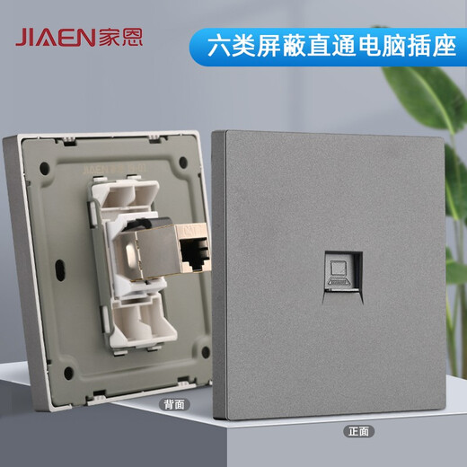 家恩（JIAEN）六类千兆网络网口网线插座面板万兆屏蔽水晶头直通直插免接线电脑 一位六类千兆口直通白色