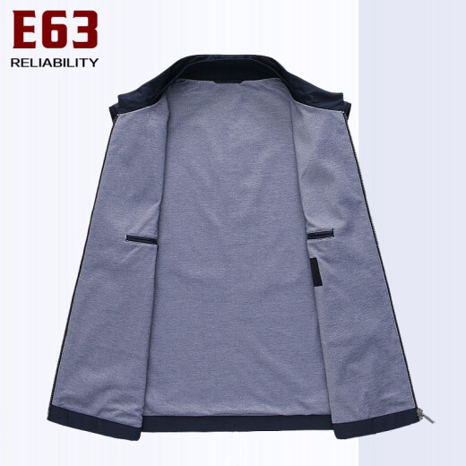 E63 Spring and Autumn British Business Men's Suit Solid Color Vest Men's Vest Stand Collar Sleeveless Vest Men's Dark Blue XXL