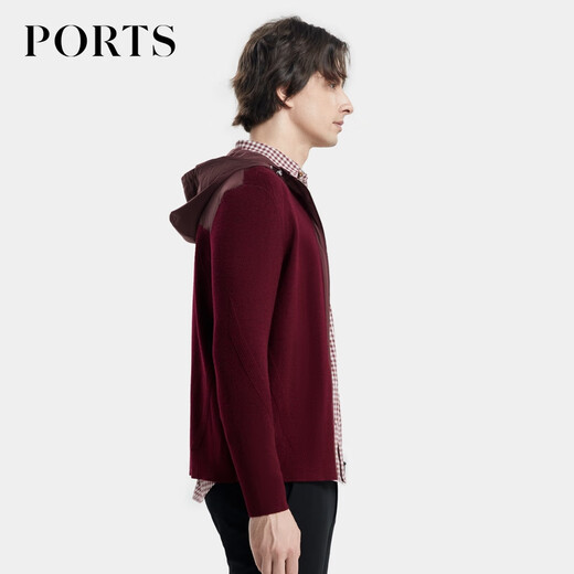 PORTS cárdigan informal de otoño e invierno para hombre, suéter de manga larga con cremallera y capucha MD9K055KKW004 UNDERGLAZE RED S