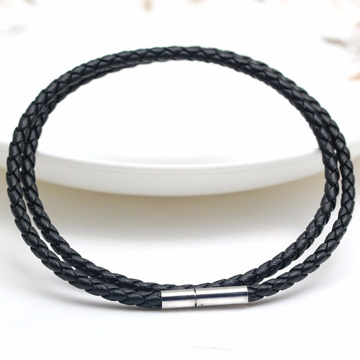 XD jewelry pendant lanyard jade pendant rope necklace rope men and women crystal pendant red and black braided cowhide rope 3mm black 60 cm