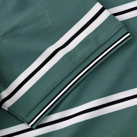 
MAILYARD/Melya Short-sleeved T-shirt Mulberry Silk Business Casual Men's Fashion Lapel T-shirt 753 Green and White Strips M/48