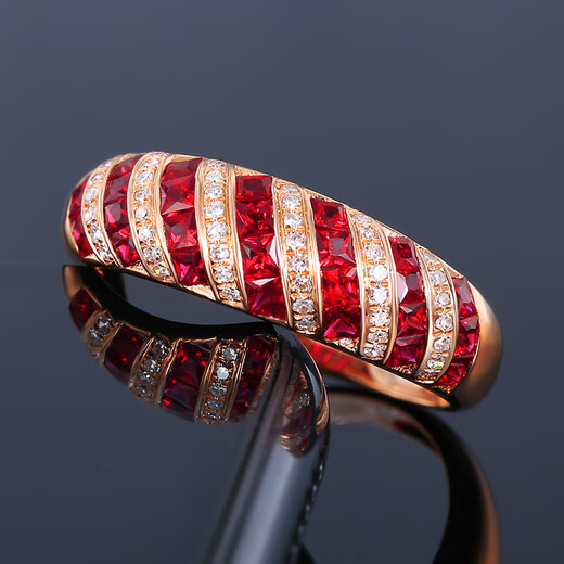 Haikai Ruby Ring Women's 18K Gold Rose Gold Inlaid Diamond Colored Jewelry Chinese Valentine's Day Gift