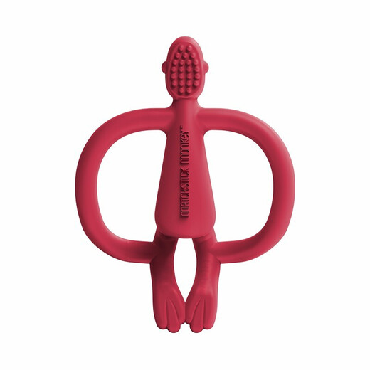 MATCHSTICK MONKEY British Match Monkey Teether Baby Soothes Molars No Tail Tailed Anti-eating Hand Bite Teether Can Be Boiled Professional Teether Oral Health Gift Box-Red