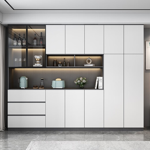 Muxituo Sideboard Light Luxury Modern Simple Living Room Storage Cabinet Cupboard Kitchen Storage Cabinet Wine Cabinet Home Tea Cabinet Style 7 200*40*220 Comes with Sensor Light