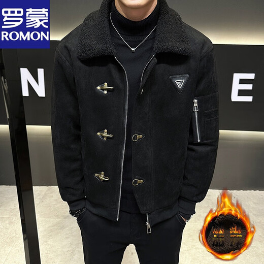 Veste d'hiver intégrée Romon High Deer Hiver Hiver grande taille Velvet d'agneau pour hommes Plus Velvet épaissis de veste tendance 9888 Black L
