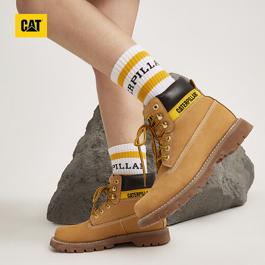 CAT Carter Classic Big Yellow Boots Martin Boots Working Boots Men and Women's Shoes Colorado Outdoor Reinforced Short Boots Shopping Mall Yellow Women 36