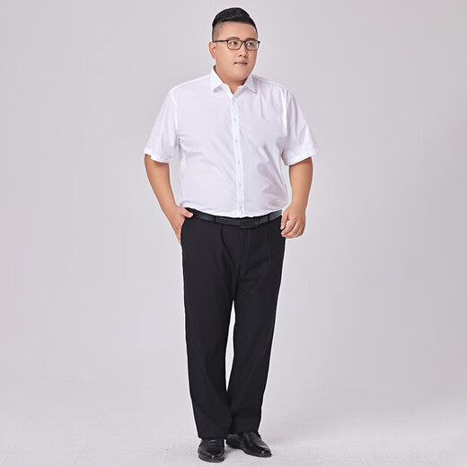 Xichen summer large size short-sleeved shirt men's plus size business casual no-iron loose bamboo fiber stretch formal shirt white 5XL 46 recommended (220-240Jin Jin equals 0.5 kg) Xichen summer large size short-sleeved shirt men's plus size business casual no-iron loose bamboo fiber stretch formal shirt white 5XL 46 recommended (220-240Jin Jin equals 0.5 kg)