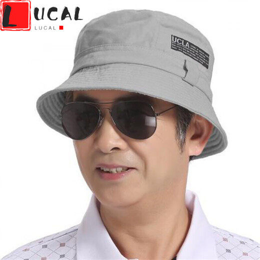 LUCALY中国风礼帽男士渔夫帽春秋老年休闲晒太阳帽中年男老人男式夏遮阳爸爸帽子 深灰色 均码(57-59cm)