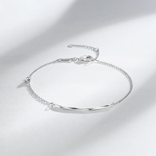 Saturday Fortune (ZLF) PT950 platinum bracelet for women, simple and versatile geometric three-dimensional hard platinum smile bracelet 1.45g 16cm +3cm