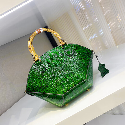 Kuqidaishu Patrón de cocodrilo bolso para mujeres de moda bolsas de bolsas de bambú de bambú