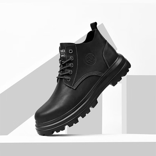 
Minglang MELLEN men's boots Martin boots winter versatile retro workwear couple's snow boots heightened outdoor mid-to-high top hiking shoes black 42