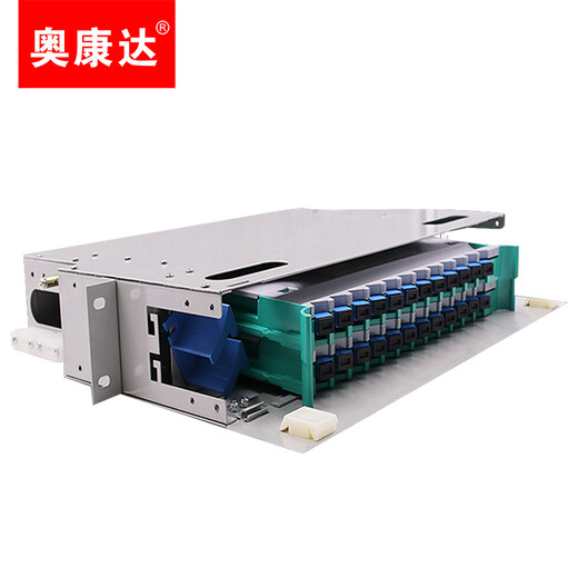 Okonda Telecom-Grade SC FC LC ODF Glasfaserverteilungsrahmen Einmodelle Ein-Mode-Dicke-Auszug-Rack-Racktyp Faserschmelzscheibenanterminal Box Schweißscheibenfaser-Optikflansch 12153A SC24 CORE 24 PORT ODF FIBER OPTIC-Verteilungsrahmen