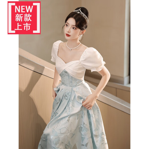 爱夸猫（AIKUAMAO）成人礼服女18嵗礼服高级感蓝色晚礼服女高端轻奢小众成人礼感主持 图色 S