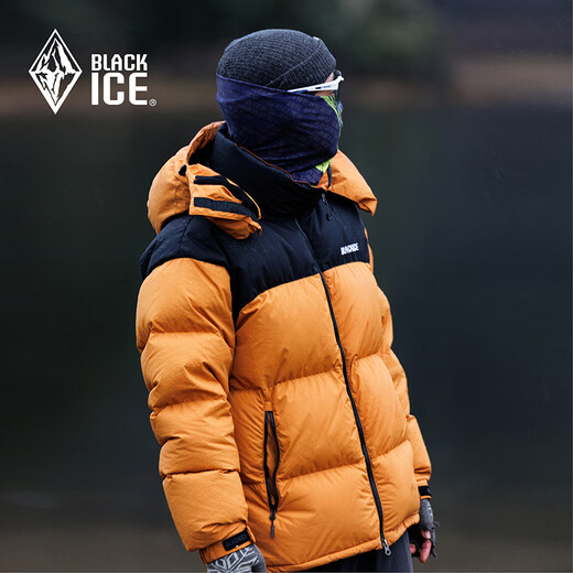 Black Ice (BLACKICE) 8536 new goose 700 pony outdoor windproof waterproof and warm thick live hat color-blocking down jacket Black Black L
