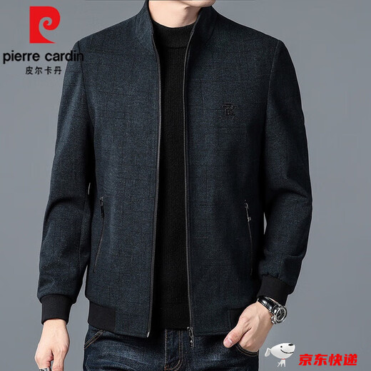 Pier Cardin Light Luxury Luxury Wool Jacket Hen Men's 2024 Autumn and Winter Wool Wold Jacket Middle Azge and Young Men's Stand-Up Chaqueta 22085 verde 175/L (115-130Jin [Jin equivale a 0.5 kg])