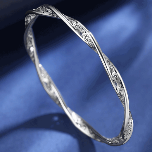 Kaibaolou pt950 platinum bracelet for women platinum bracelet with curly grass pattern Möbius ring bracelet PT999 customized New Year's Day gift No. 50 22g