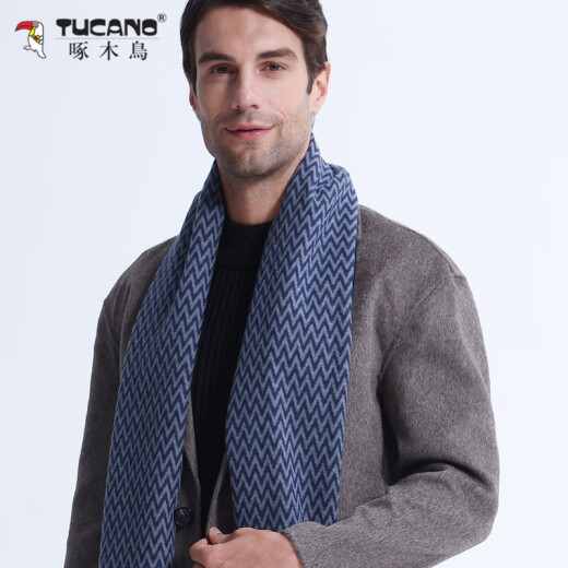 Woodpecker (TUCANO) scarf men's spring trend versatile business casual long male and female student couple scarf gift box LS022WJC navy blue