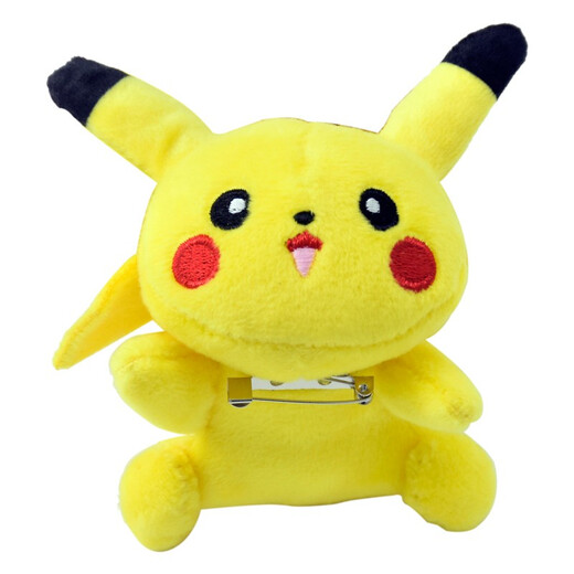 Octagonal rose Pikachu brooch, cute Japanese plush Pikachu lying on you doll, doll pendant, couple female accessories, yellow Pikachu brooch