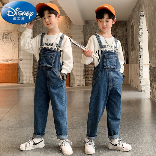 G.DUCKKIDS Boys and Girls Denim Overalls Suit Spring and Autumn 2025 New Medium and Large Children's Long Pants Performance Outfit Blue Single-piece Overalls 130 Recommended 120-130cm Age 7-8 Years Old