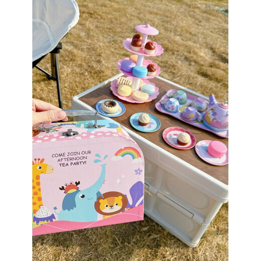 Timini Tea Cup Iron Teapot Children's Simulation Afternoon Tea Toy Tea Set Suitcase Playing House Baby Kitchen Girl Set Dinosaur Tea Set Suitcase