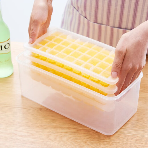 All-purpose ice cube box ice box plastic homemade ice tray mold frozen ice cube box ice mold 4 layers 144 grids with ice shovel buckle cover