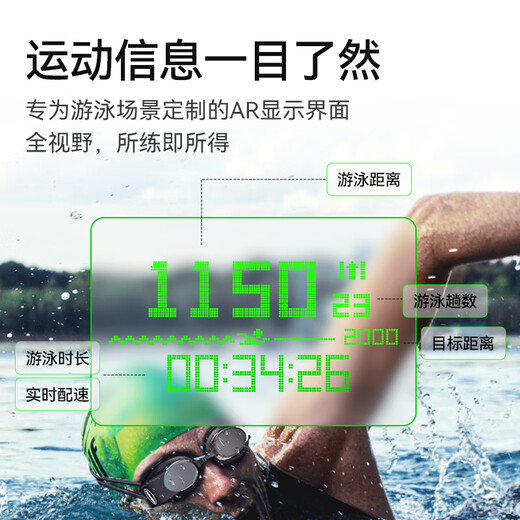 Holoswim 2Pro AR Smart Swimming Goggles Myopia HD Anti-fog Waterproof Swimming Goggles Adult Auxiliary Equipment Holoswim 2Pro Deep Space Black Swimming Goggles + Black Swimming Cap Mirror Cap Set Flat Light