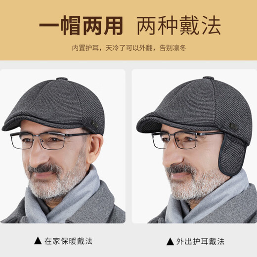 Red Dragonfly (RED DRAGONFLY) elderly hat men's winter middle-aged and elderly father and grandfather old man hat British style warm peaked cap forward hat
