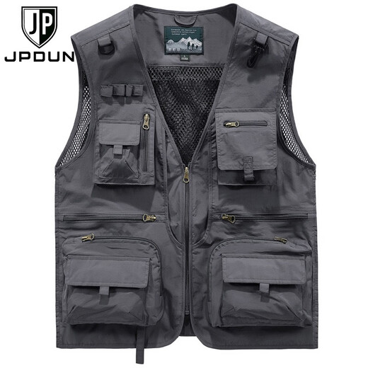 JP men's vest multi-pocket reporter photography vest fishing thin casual horse clip 8188 khaki XL (suitable for 140 Jin [Jin equals 0.5 kg]-155 Jin [Jin equals 0.5 kg])