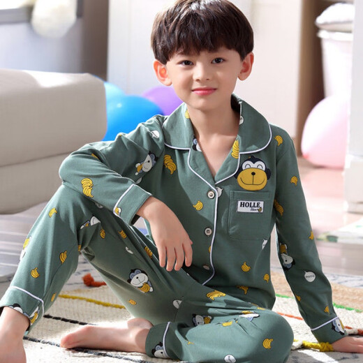 Jianfang Fat Boy Pyjamas Medium Large Children 12-15 Jahre alte lange Hosen Herbst und Winter Baumwolle Langarm Cartoon Boy Set 11165# gelber Hund XL Medium Kinder Version 170/120Jin [Jin gleich 0,5 kg]