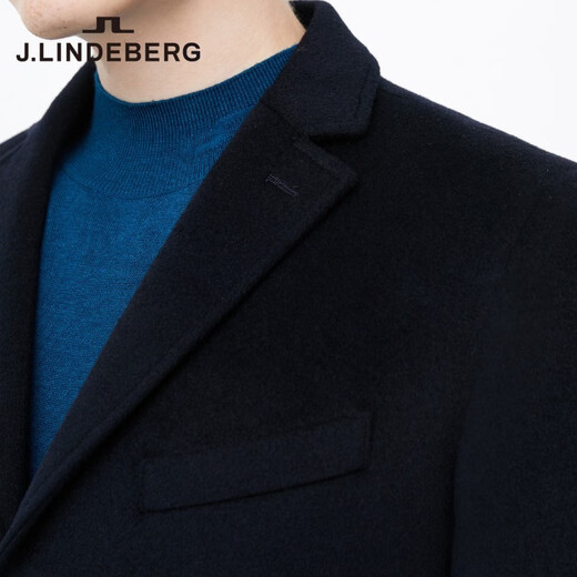 J. Linindebergs neue Frühlings- und Sommer -Wolle trendy Casual Anzug Halsband Wollmantel Jacke Paf dunkel schwarz und blau XS
