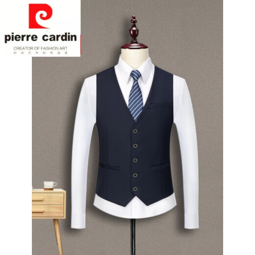 Pierre Cardin [French high-end brand] Men's suit vest, work vest, autumn groomsmen suit, brother suit, groom's wedding dress, group vest knitted business formal suit, professional fashion gentleman's dark blue vest XL